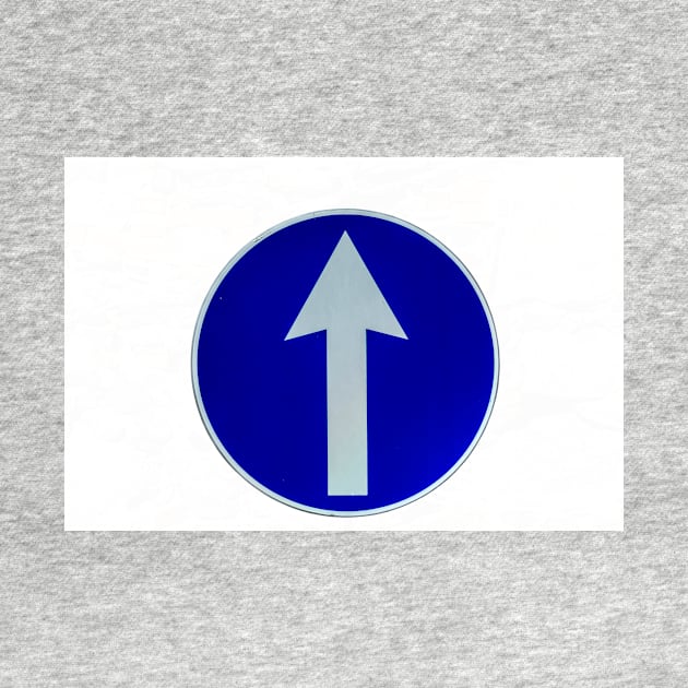 Rounded traffic sign in blue and white, ahead only by lena-maximova